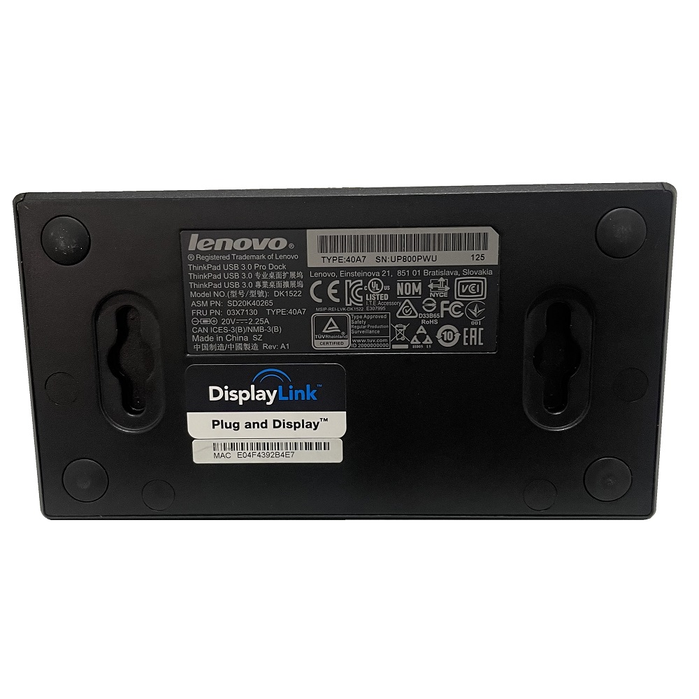 Lenovo ThinkPad USB3.0 Pro Dock 40A7 Inklusive Original Lenovo Netzteil 20V 2.25A